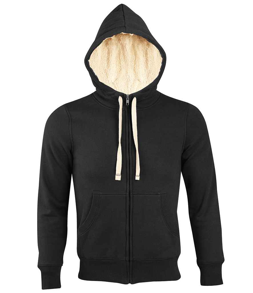 SOL'S Unisex Sherpa Hooded Jacket - Black