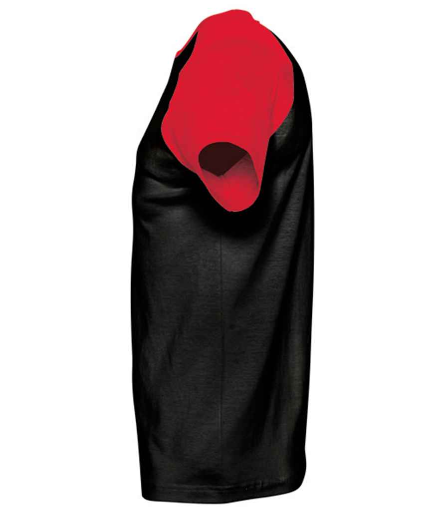 SOL'S Funky Contrast Baseball T-Shirt - Black/Red