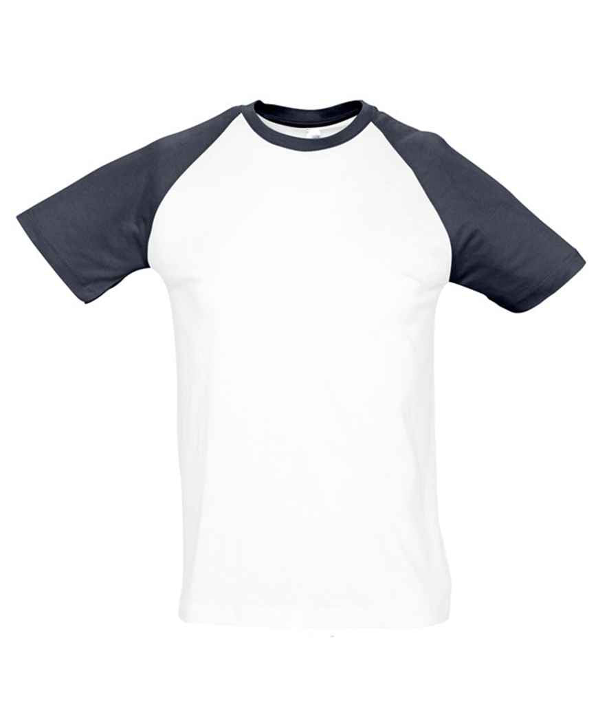 SOL'S Funky Contrast Baseball T-Shirt - White/Navy