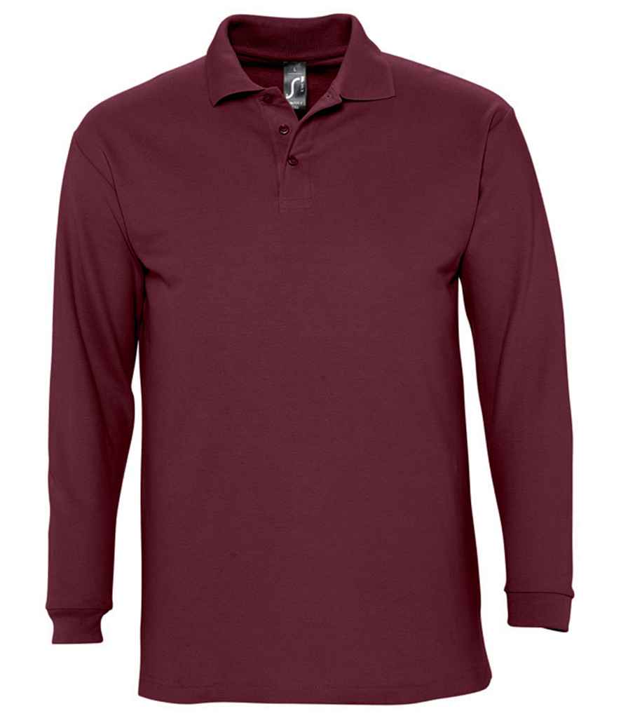 SOL'S Winter II Long Sleeve Cotton Piqué Polo Shirt - Burgundy