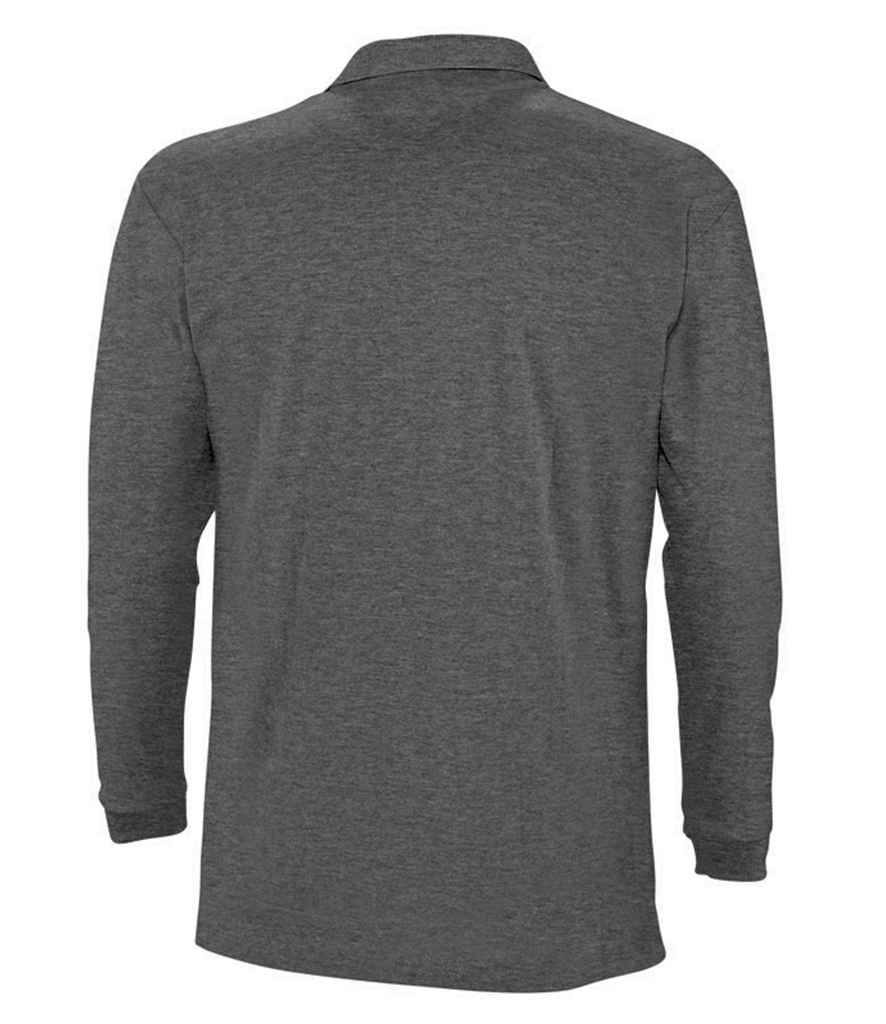 SOL'S Winter II Long Sleeve Cotton Piqué Polo Shirt - Charcoal Marl