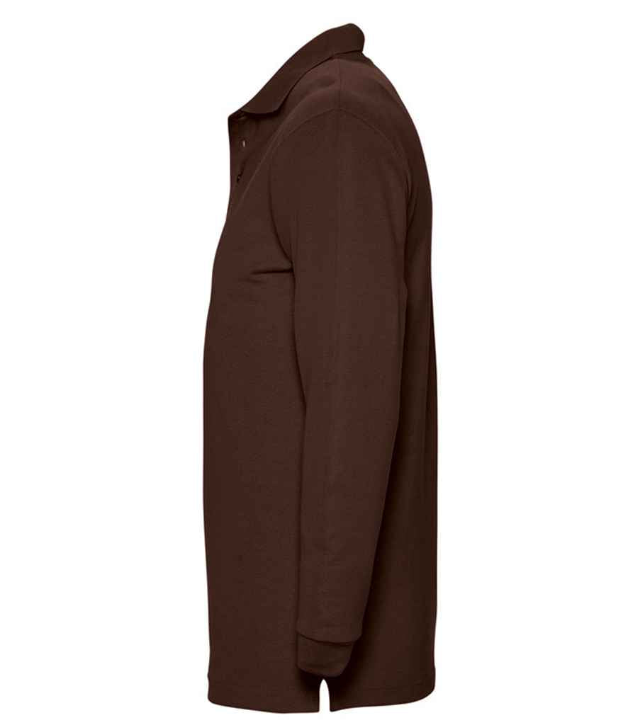 SOL'S Winter II Long Sleeve Cotton Piqué Polo Shirt - Chocolate