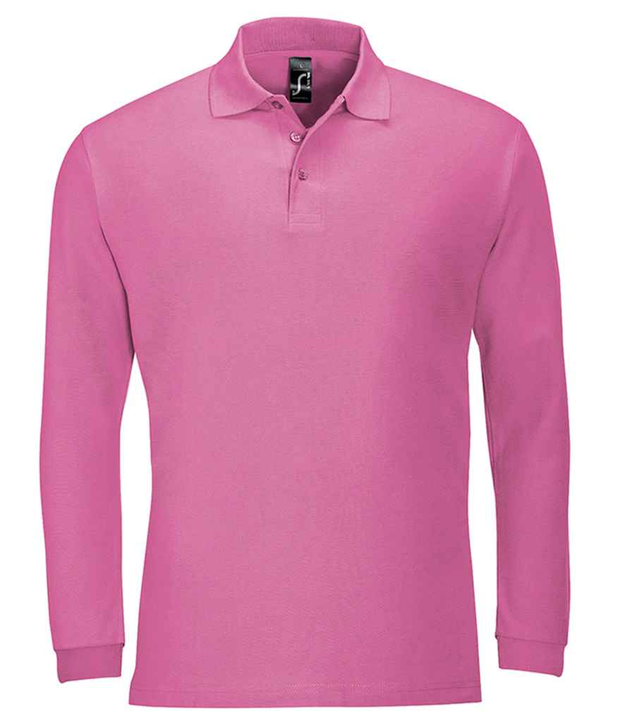 SOL'S Winter II Long Sleeve Cotton Piqué Polo Shirt - Flash Pink
