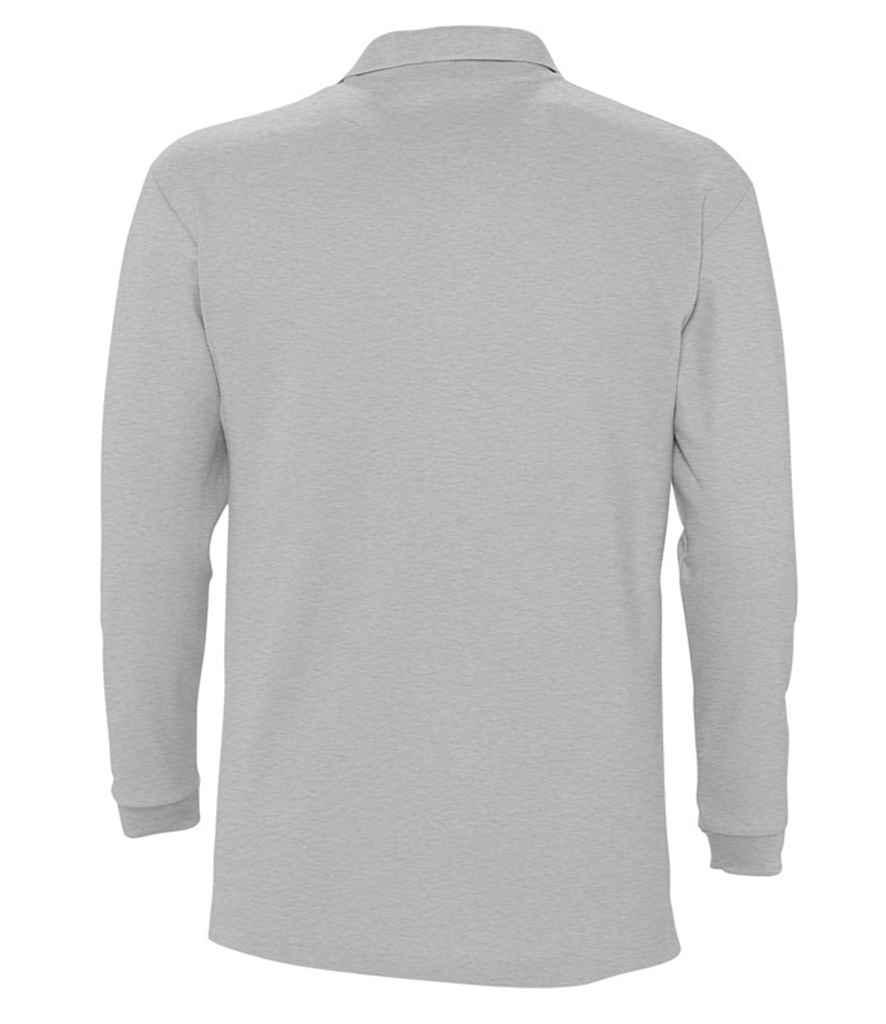 SOL'S Winter II Long Sleeve Cotton Piqué Polo Shirt - Grey Marl