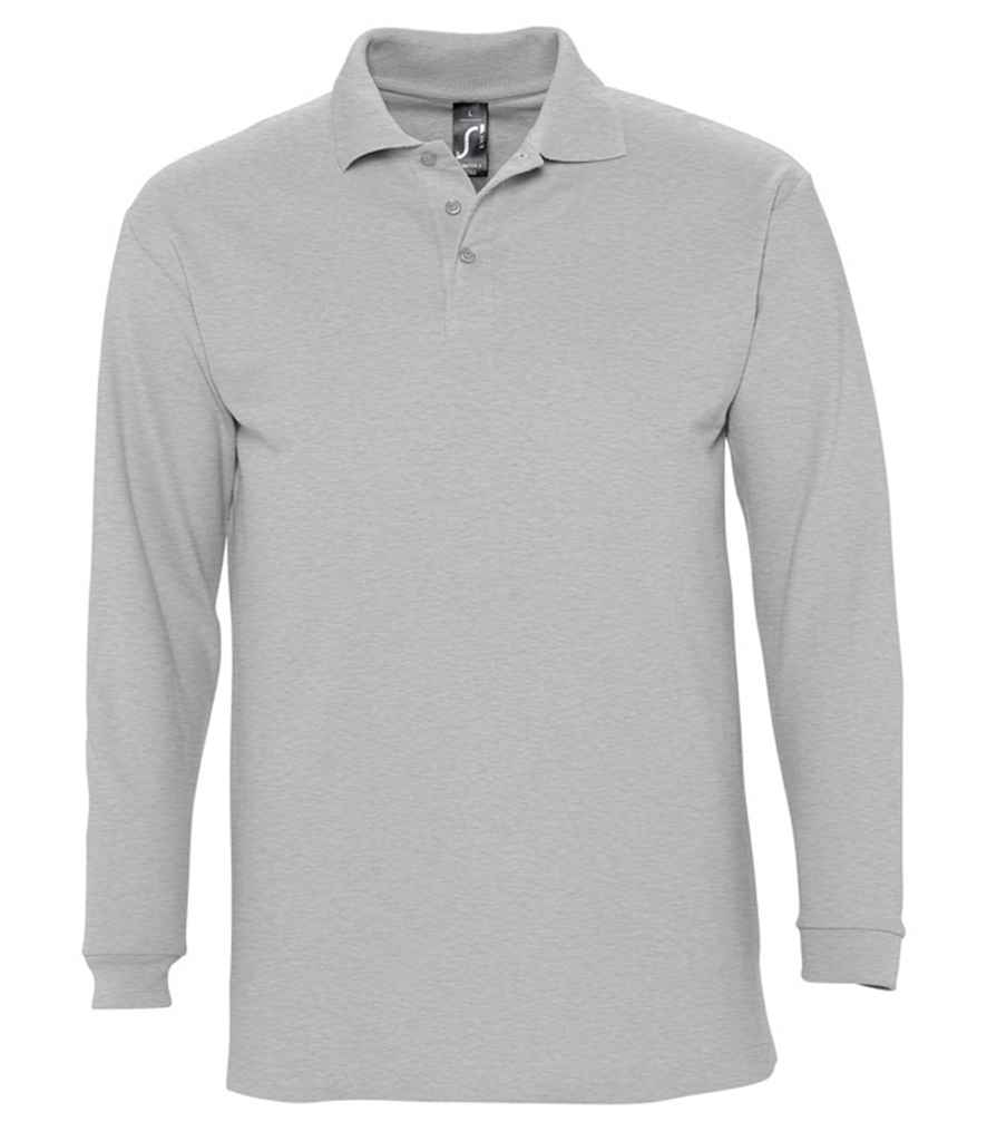 SOL'S Winter II Long Sleeve Cotton Piqué Polo Shirt - Grey Marl