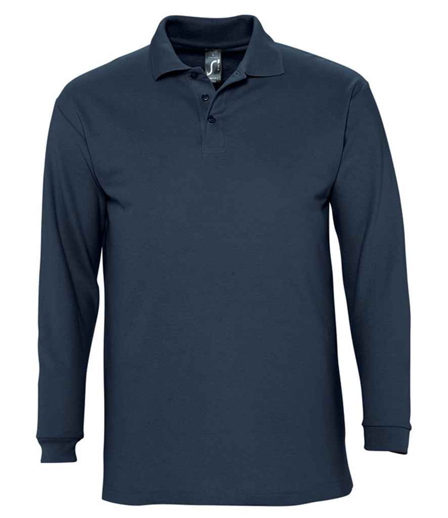 SOL'S Winter II Long Sleeve Cotton Piqué Polo Shirt - Navy