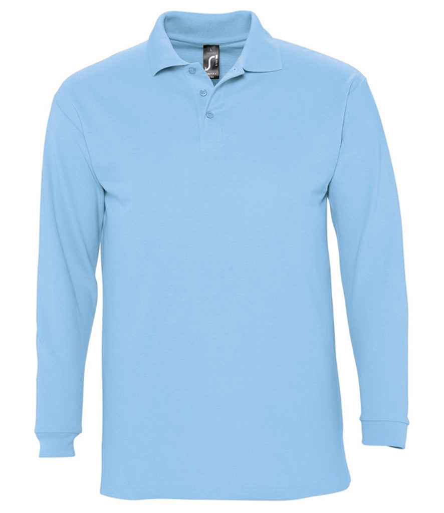 SOL'S Winter II Long Sleeve Cotton Piqué Polo Shirt - Sky Blue