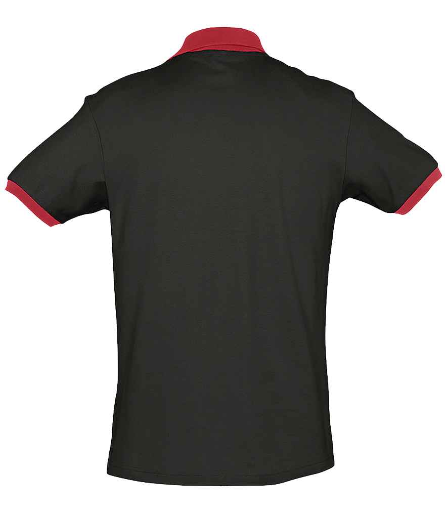 SOL'S Prince Contrast Cotton Piqué Polo Shirt - Black/Red