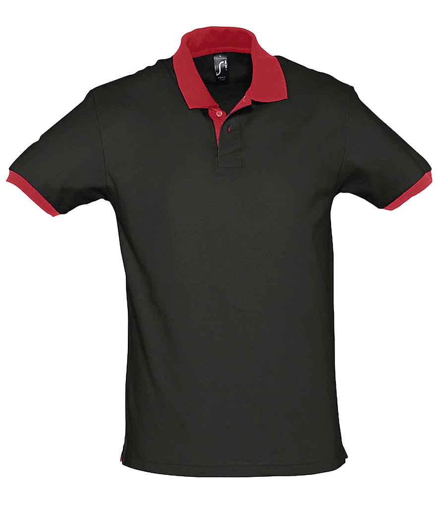 SOL'S Prince Contrast Cotton Piqué Polo Shirt - Black/Red