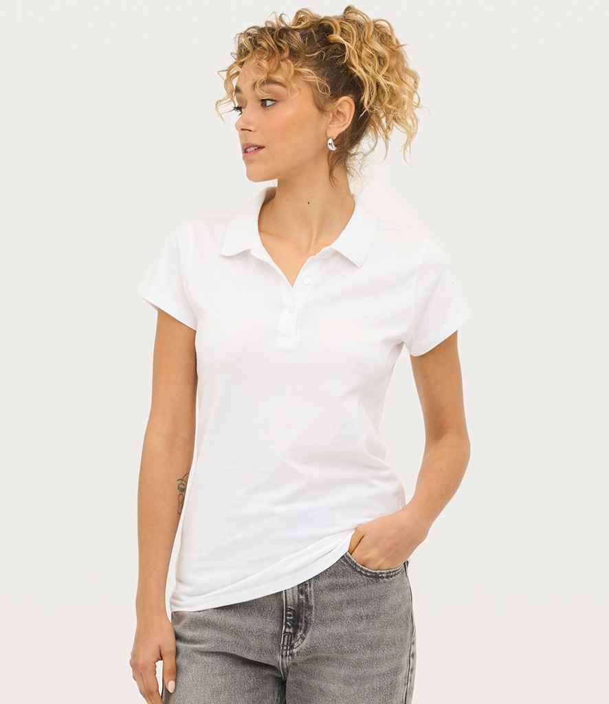 SOL'S Ladies Prescott Cotton Jersey Polo Shirt - White