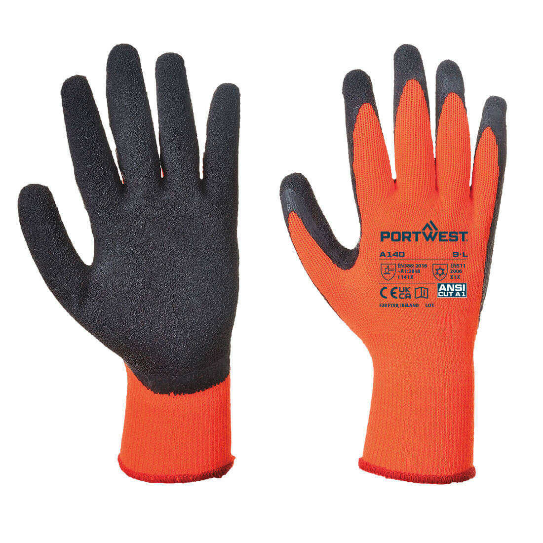 Cold 10 Latex Crinkle Glove - Orange/Black