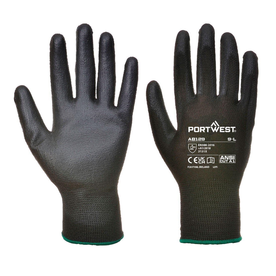 Grip 13 PU Palm Essential Full Box (288 Pairs) - Black