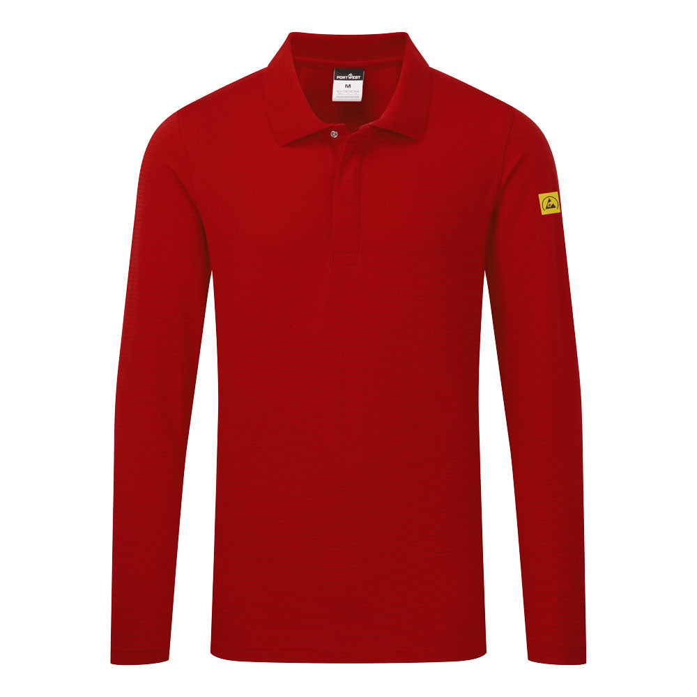 Anti-Static ESD Polo Shirt L/S - Deep Red