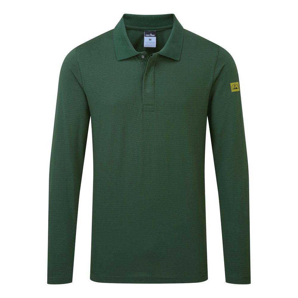 Anti-Static ESD Polo Shirt L/S - Forest Green