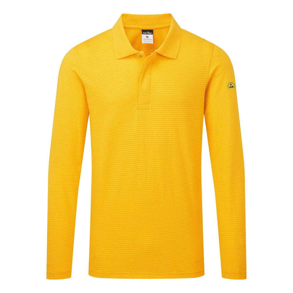 Anti-Static ESD Polo Shirt L/S - Deep Yellow