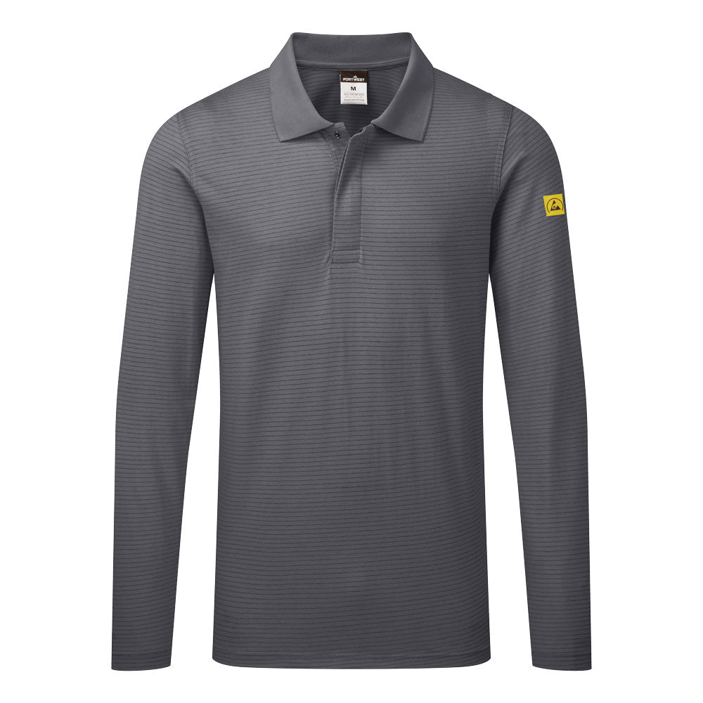 Anti-Static ESD Polo Shirt L/S - Zoom Grey