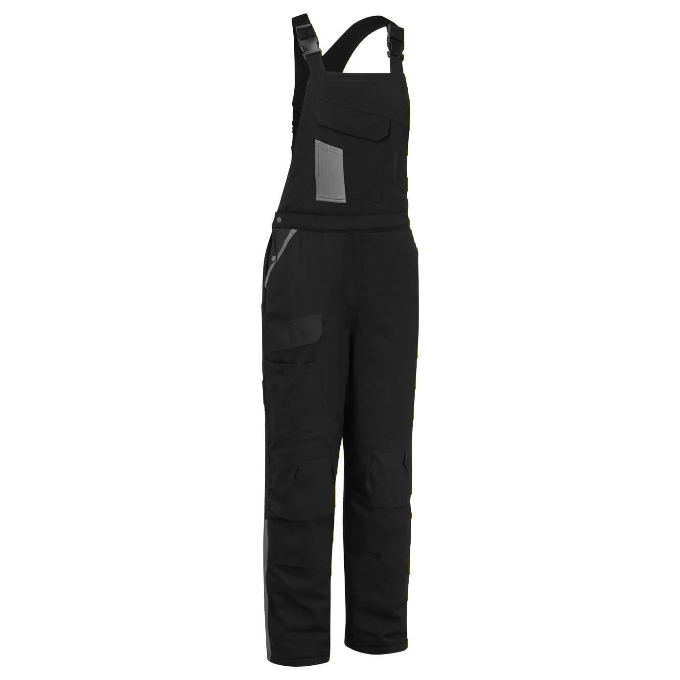 WX1 Two Tone Cotton Bib and Brace - Black/Grey