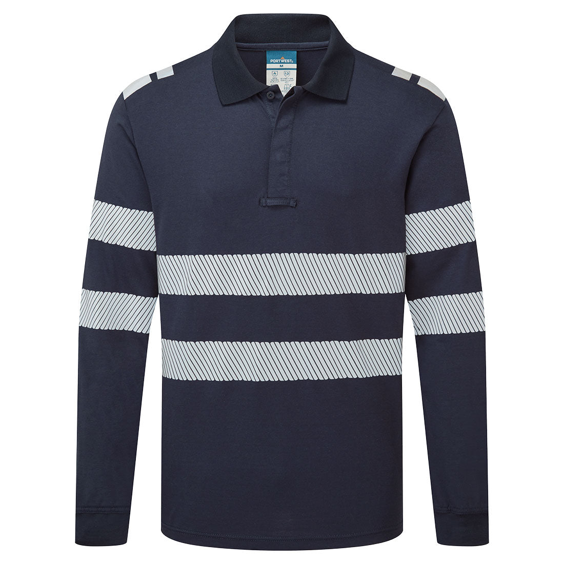 PW3 Modaflame Knit FR Long Sleeve Polo Shirt - Navy