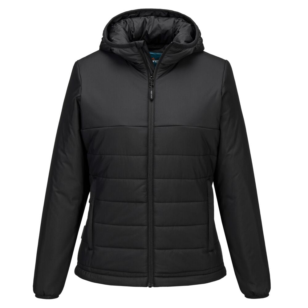 Professional Women's Hooded Insulated Baffle Jacket - Black