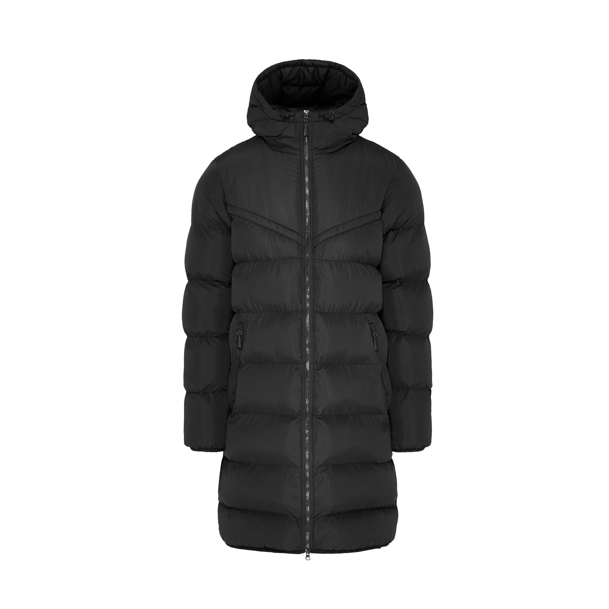 Chevron Puffer Coat - Black
